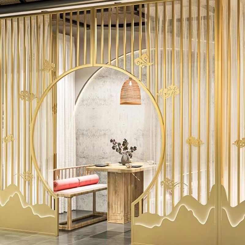 艺拱门格栅包厢装饰餐厅屏风门洞铁包间玄关中式隔断茶楼饭店新