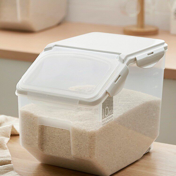 日式厨房家用米桶10kg塑料储米箱20斤密封米缸防虫防潮加厚面粉桶