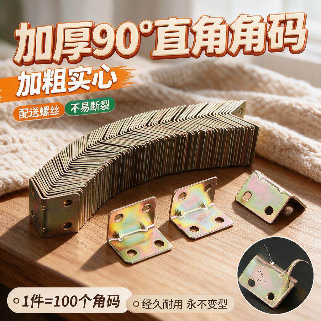 凵型支架固定架角码 90度直角镀彩L型角铁 l器三角铁层板托家具连