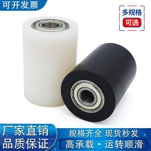 黑尼龙双轴承无动力滚筒滑轮导向吊轮滚轮压线轮靠轮定位轮轨道轮
