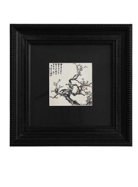 《梅兰竹菊》法式中国风君子水墨挂画玄关小墙面正方形黑色装饰画