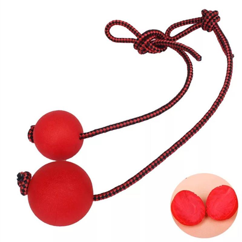 宠物玩具球 穿绳橡胶球 实心弹力磨牙橡胶啃咬训练球 玩具