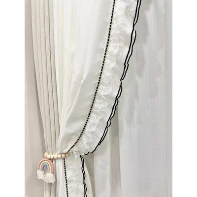 窗帘花边新款小法式复古风黑白色搭配木耳边蕾丝装饰立边宽边辅料