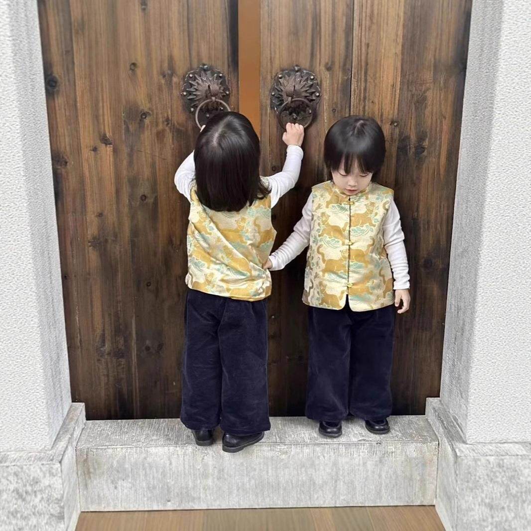 男童冬装儿童唐装马甲宝宝礼服小童冬季中国风过年拜年服虎镇五毒