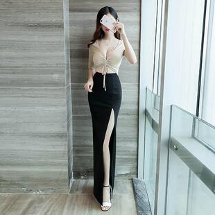 裙晚 按摩SPA长足师浴工作服长款 正品 性感连衣裙女夜技场工衣柔式