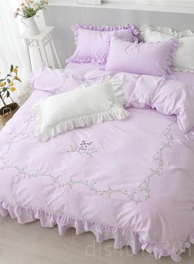 高档夏季少女心全棉1主00四套纯棉ins白色被套小清新公风床用上件