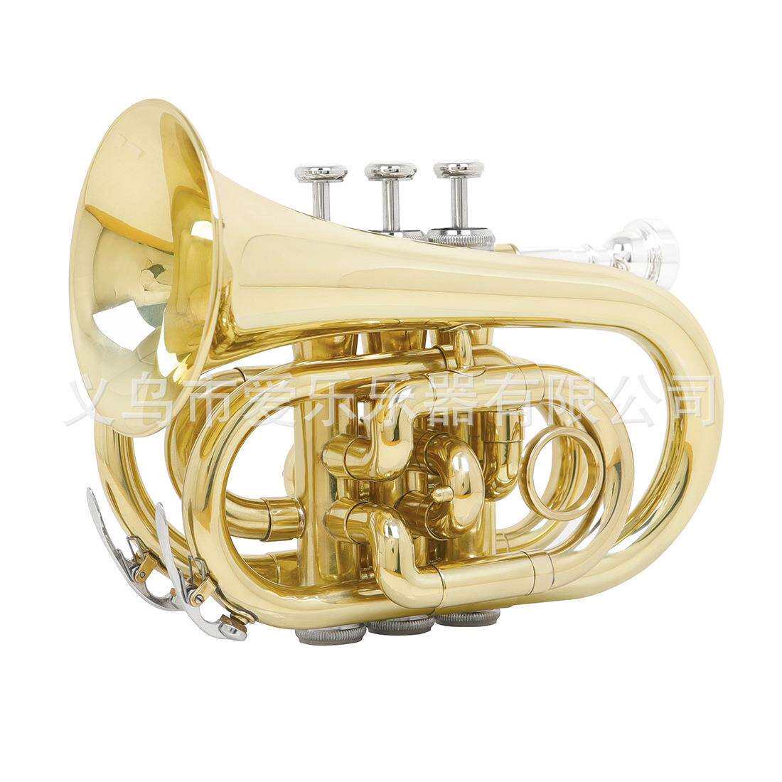 SLADE专业漆金三音短号三键喇叭降b调袖珍号口袋号初学者迷你小号