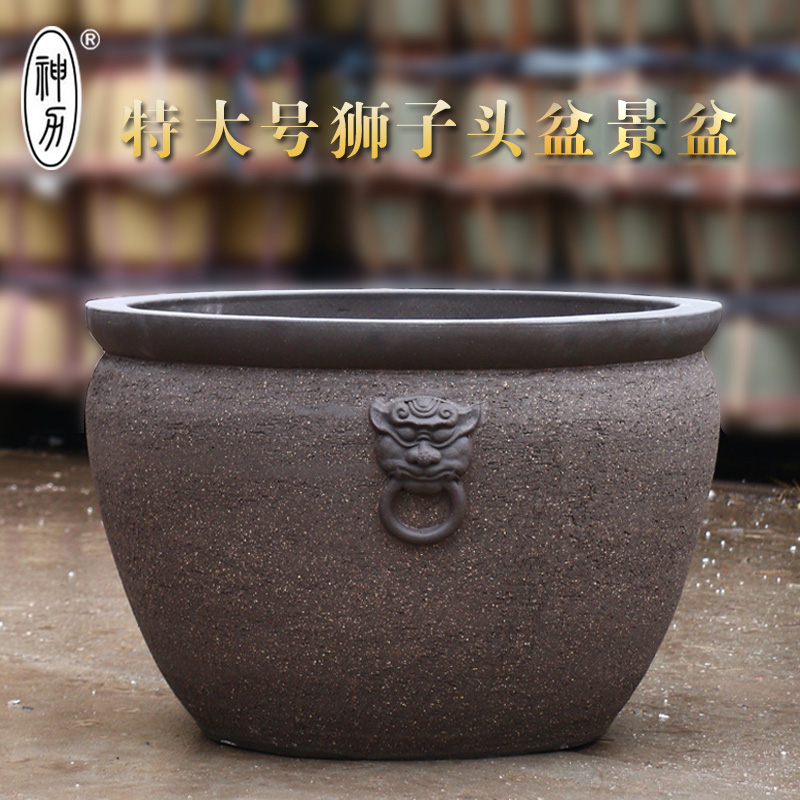 紫砂花盆 欧式拉毛花盆 公园别墅庭院室外特大号紫砂透气粗陶花盆