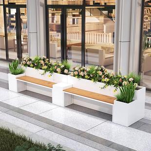 户外定制花箱座凳商场座椅组合铁艺花坛样品屋展示中心隔断花箱卡