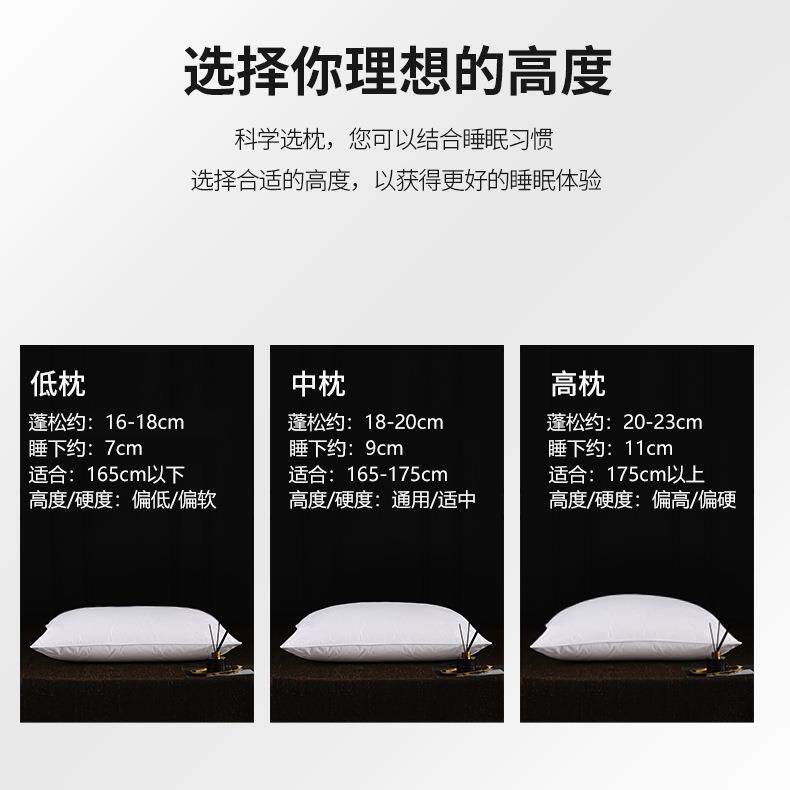 五星级酒店白鹅毛枕头羽绒羽毛枕头全棉鹅毛纤维夹心枕芯护颈椎枕