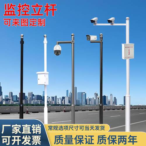 监控杆一体立杆户外摄像机3米4米球机枪机监控支架立杆厂家