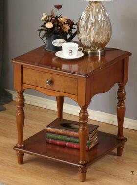 美式实木发边几边茶几沙F955J5MS角几电桌话桌小方桌咖啡桌柜角正