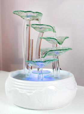 创意桌面办公室客厅轻奢喷泉生财高档乔迁自循环小清新流水摆件小
