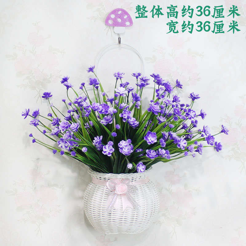 客厅仿真花壁挂 家居卧室假花装饰品花艺套装 绢花篮塑料花礼物