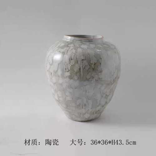 景德镇高级感陶瓷花瓶侘寂中式珠光色陶罐大花器民宿玄关装饰摆件