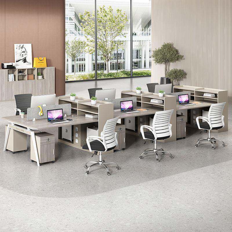 办公桌员工位4人6人位职员桌椅组合屏风工位办公室家具现代四人位