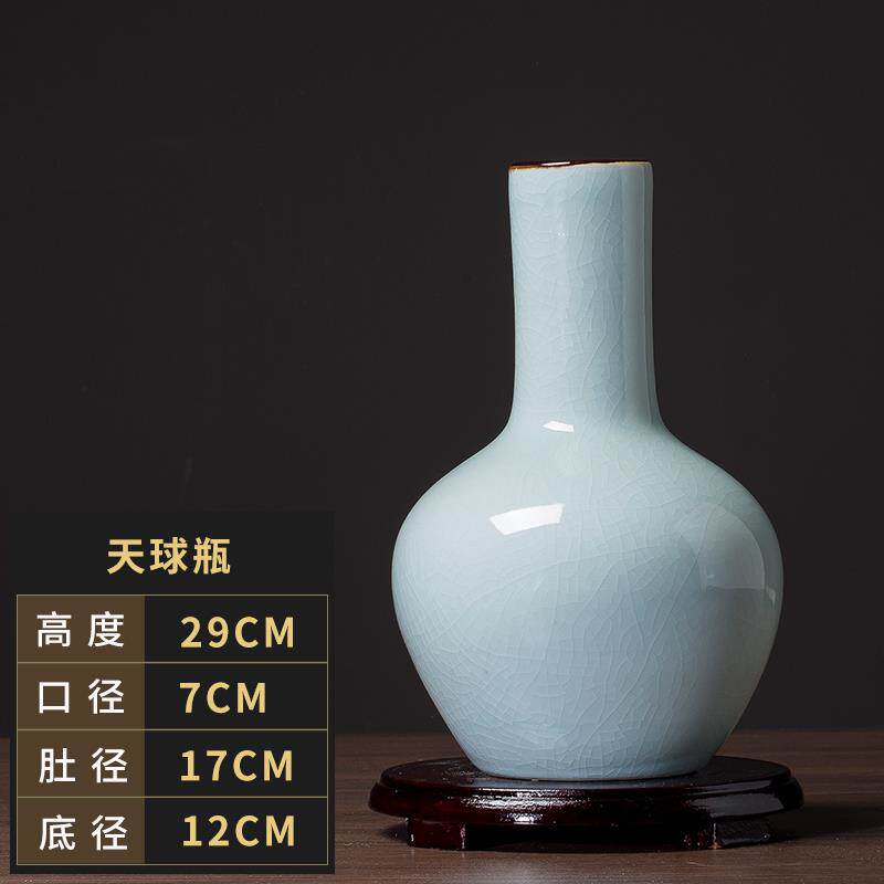 正品4裂35景德镇瓷器白色纹陶釉彷件古官窑花瓶摆客厅插花家居饰