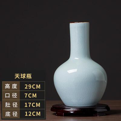 正品4裂35景德镇瓷器白色纹陶釉彷件古官窑花瓶摆客厅插花家居饰