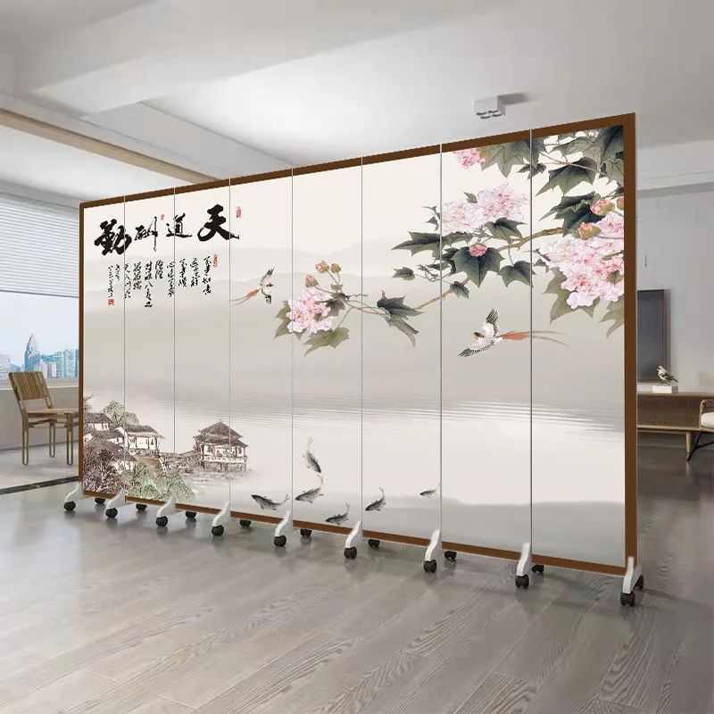 中式屏风隔断客厅遮挡现代玄关遮挡卧室家用办公室山水可移动折叠