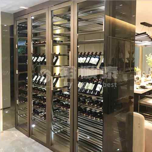 不锈钢调酒柜红酒架展示红酒柜新款独立新中式金属不锈钢常温酒柜