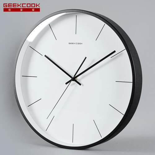 GeekCook简约北欧现代挂钟：自成一线 电镀金属静音时钟