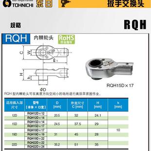 15DX14 15DX17 12DX14 现货TOHNICHI东日内螺纹棘轮头RQH12DX12