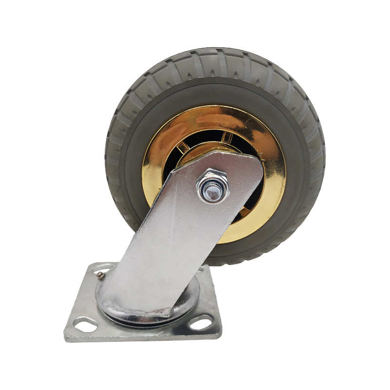 4金胶轮万向耐磨利推车轮带优重型静音橡胶工业脚轮寸刹车轮子tpr