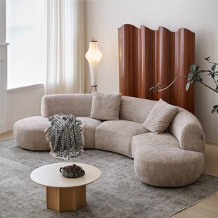 弧形布艺极简大坪数弦月沙发半圆设计师客厅乳胶圆形奶油组合沙发