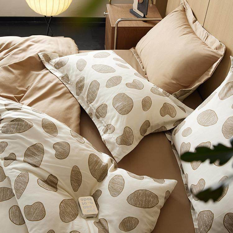 A类时尚长绒YTQ全棉亲肤四棉件套约印花纯棉款宽边被套简1.8床上