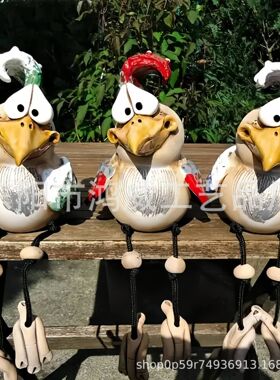 新款跨境有趣的鸡花园庭院树脂雕像工艺品摆件恶搞栅栏家居装饰