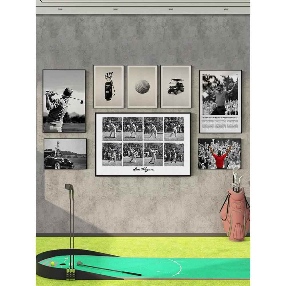 高尔夫挂画golf球星海报高档酒店会所俱乐部画体育馆休息室装饰画