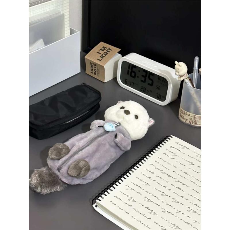 Best海獭笔袋大容量毛绒玩偶文具收纳袋软萌治愈系公仔学生杂物袋