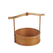 手工竹丝竹编提篮中式 食盒手提竹篮水果篮茶篮用提梁茶具收纳篮子