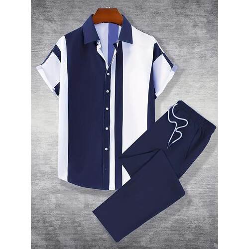 T 60080 3D Digital Print Hawaiian Shirt Pants Set 数码印花衬