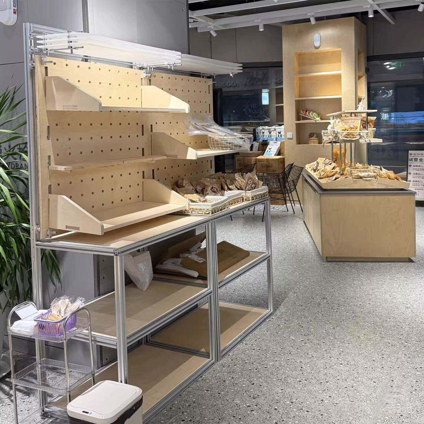 桦木海洋板铝挤型材料展示柜陈列架现代简约洞洞板样品柜收纳柜置