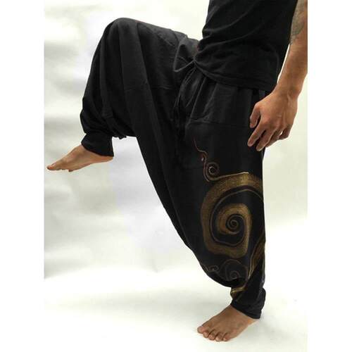 Vintage Men Pants Harem Elastic Casual Baggy Yoga Harem Pan