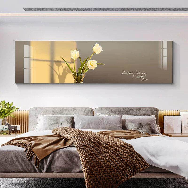 现代卧室装饰画高级感床头挂画轻奢花卉主卧房间温馨墙壁装饰壁画