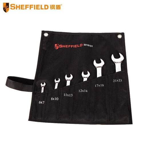 钢盾(SHEFFIELD)S018101公制精抛光双开口扳手6件套