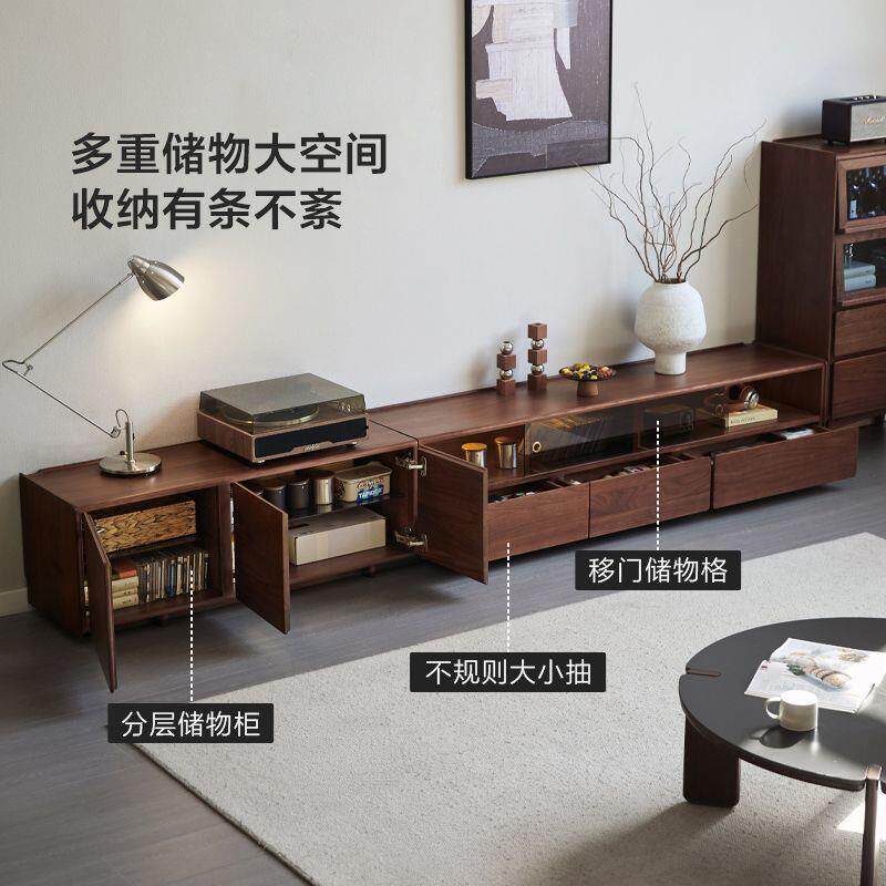 中古桃微悬浮北美通用黑风胡全实电视柜小户型客厅落地收纳木储物