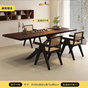 公原木茶桌办UAR室客简易长条泡茶木桌椅厅组合 设计实师设计新款