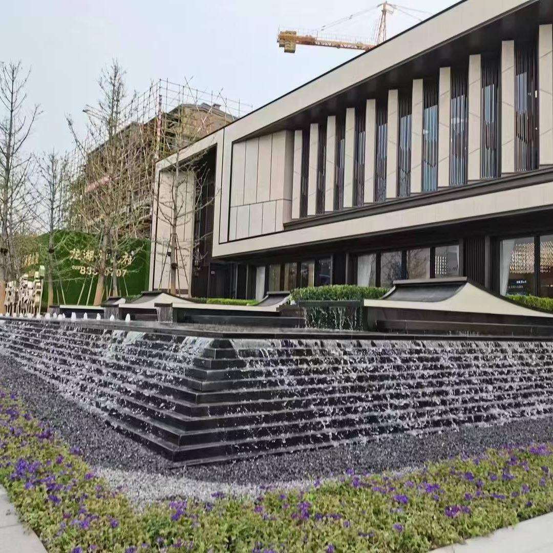 黑金沙花岗石石材水景石公园广场造景天然流水石台阶