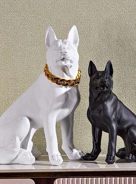 创意落地摆件大狗动物模型家居客厅仿真狼狗雕塑大型光滑德牧摆件