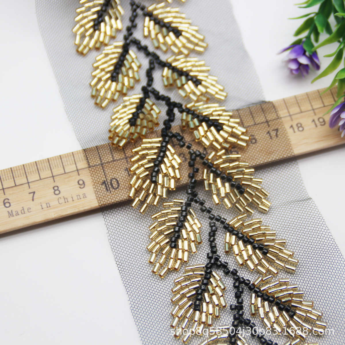 热款树叶形仿手工钉珠花边各种DIY玻璃珠绣蕾丝织带服装辅料