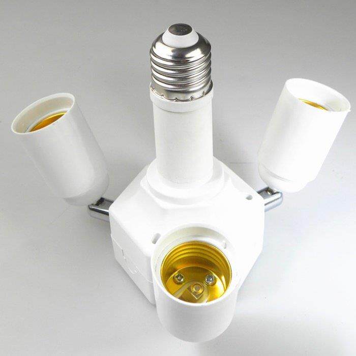 E27万向转换灯座适配器e27转e27加长灯头三加一转换器一分四灯口