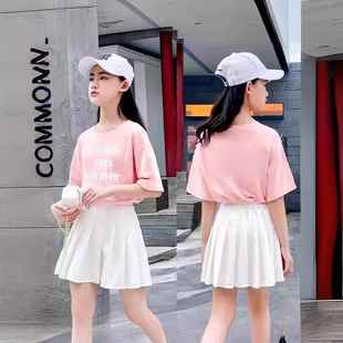 女童半身裙2025夏天新款白色学院风中大童百褶裙套装儿童洋气短裙