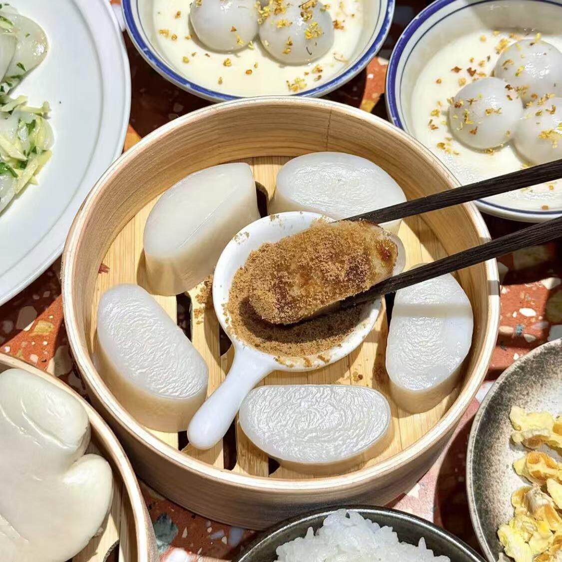 【红糖豆粉年糕】宁波特色小吃红糖粉熟黄豆粉糯糯叽叽糍粑猪油块