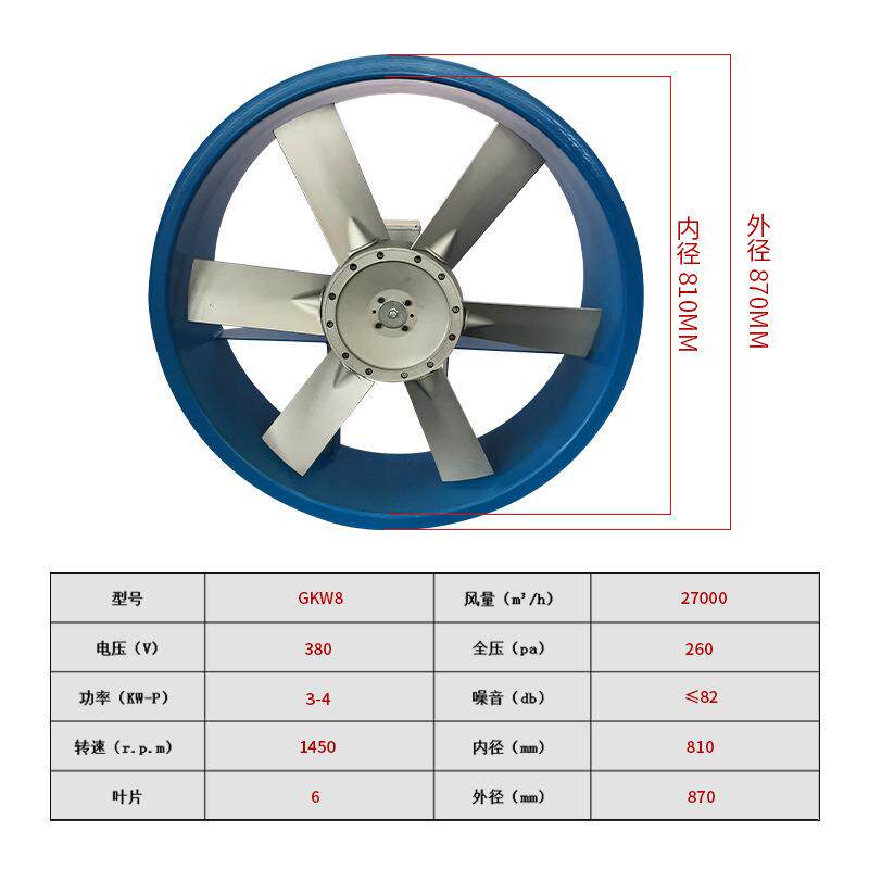 8号3kw6叶通风设备耐高温轴流风机烘干房双面送风风机铝合金风叶