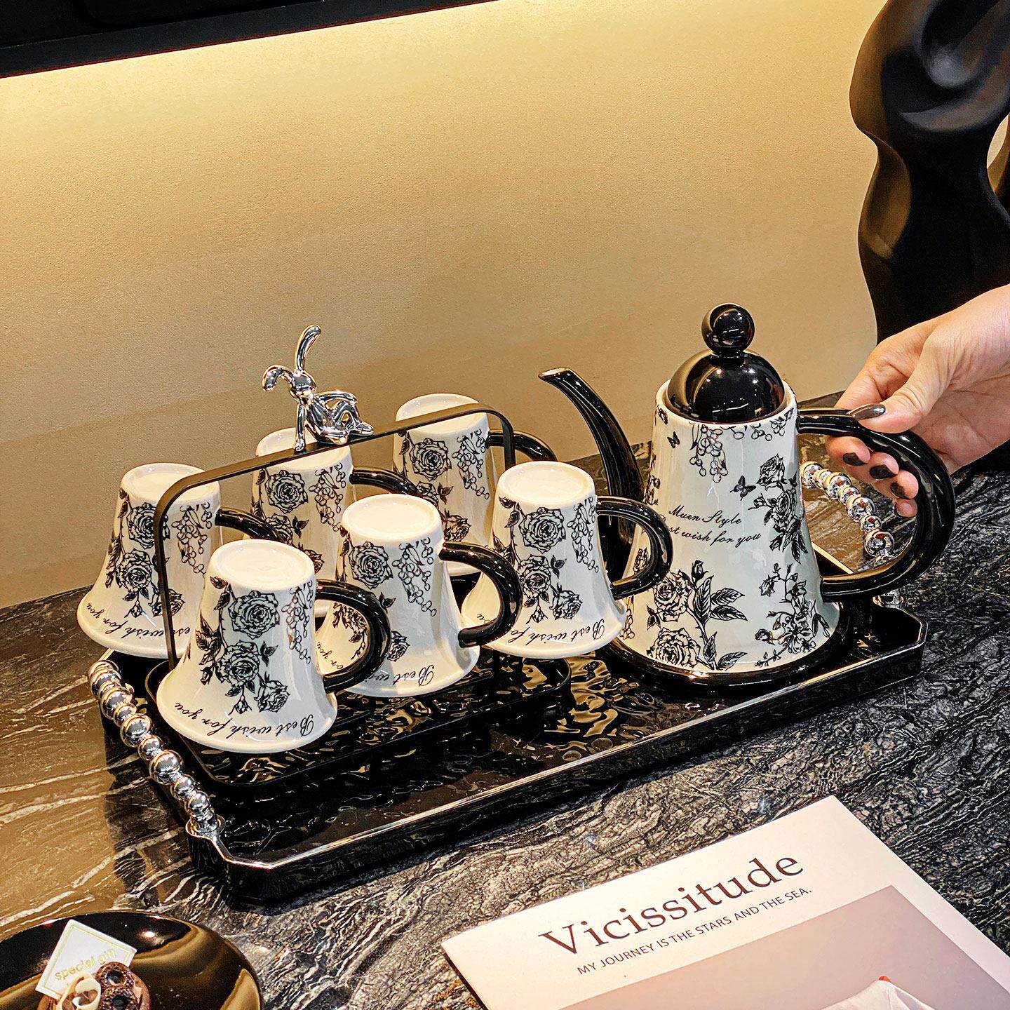 中古陶瓷水具套装客厅待客耐热茶具茶杯高级感家用下午茶水壶杯具