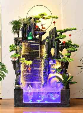 大型假山流水喷泉客厅鱼缸景观招财风水轮客厅阳台开业乔迁摆件