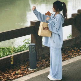 学生韩版宽松卫衣运动套装，女春秋季时尚，盐系跑步服休闲两件套ootd